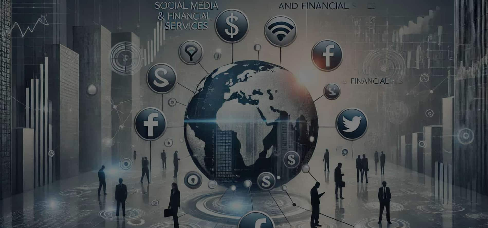 Image of the world's connectivity depicting social media and financial services