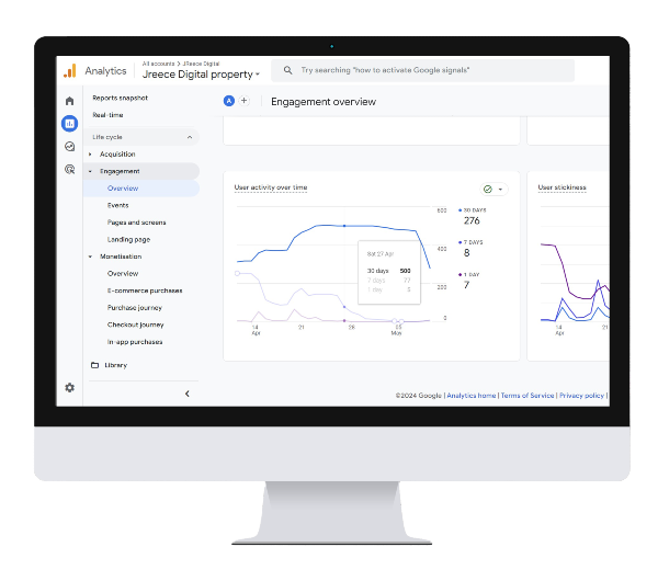 computer screen of JReece Digital's google analytics